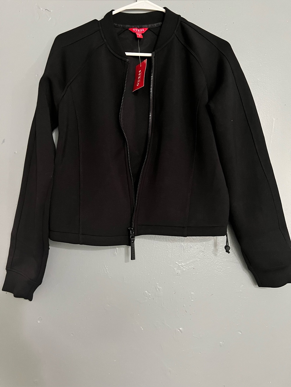 GUESS Black Zip-Front Bomber Jacket